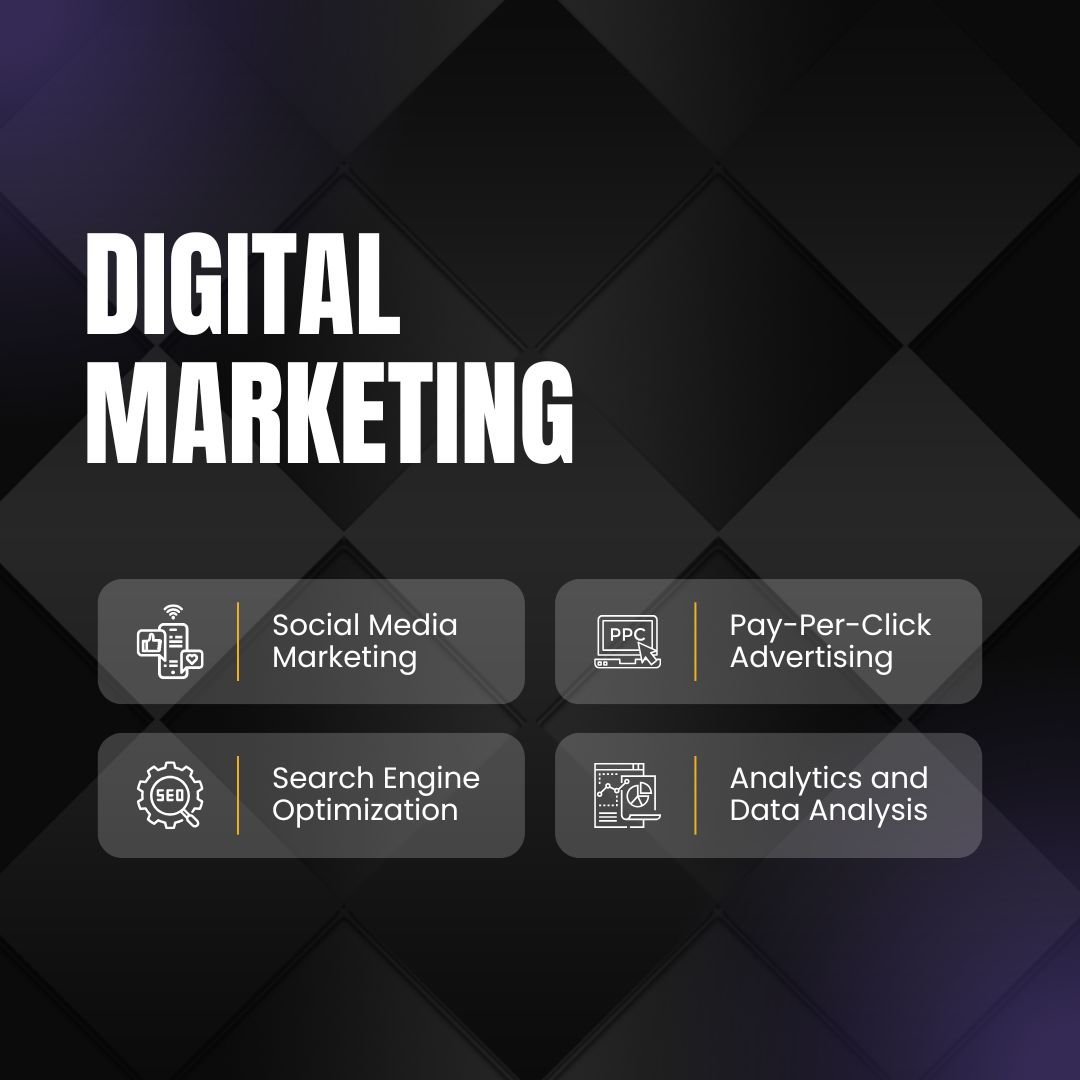 Dark Blue Illustrative Digital Marketing Agency Instagram Post dijital marketing